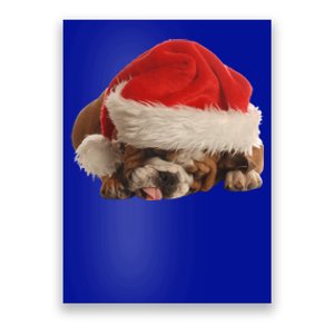 Cute English Bulldog Santa Costume Funny Christmas Bulldog Gift Poster