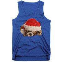 Cute English Bulldog Santa Costume Funny Christmas Bulldog Gift Tank Top