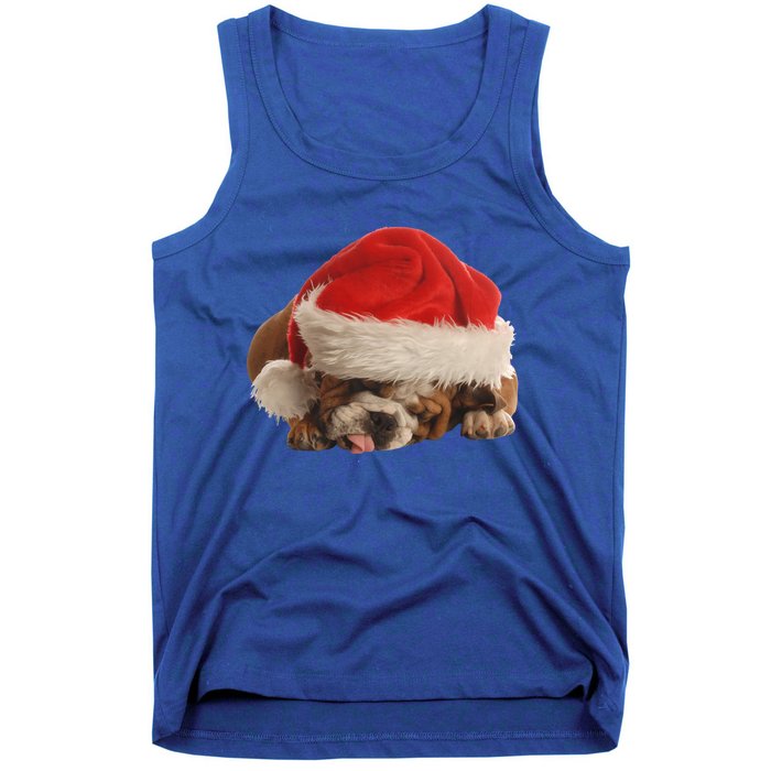 Cute English Bulldog Santa Costume Funny Christmas Bulldog Gift Tank Top