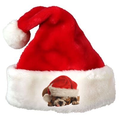 Cute English Bulldog Santa Costume Funny Christmas Bulldog Gift Premium Christmas Santa Hat