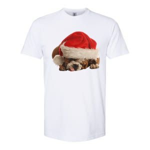 Cute English Bulldog Santa Costume Funny Christmas Bulldog Gift Softstyle CVC T-Shirt