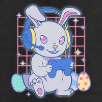 Cute Easter Bunny Rabbit Gamer 7 Panel Mesh Trucker Snapback Hat
