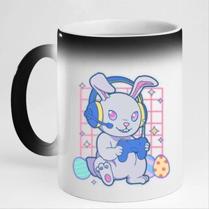 Cute Easter Bunny Rabbit Gamer 11oz Black Color Changing Mug