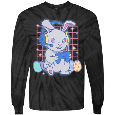 Cute Easter Bunny Rabbit Gamer Tie-Dye Long Sleeve Shirt