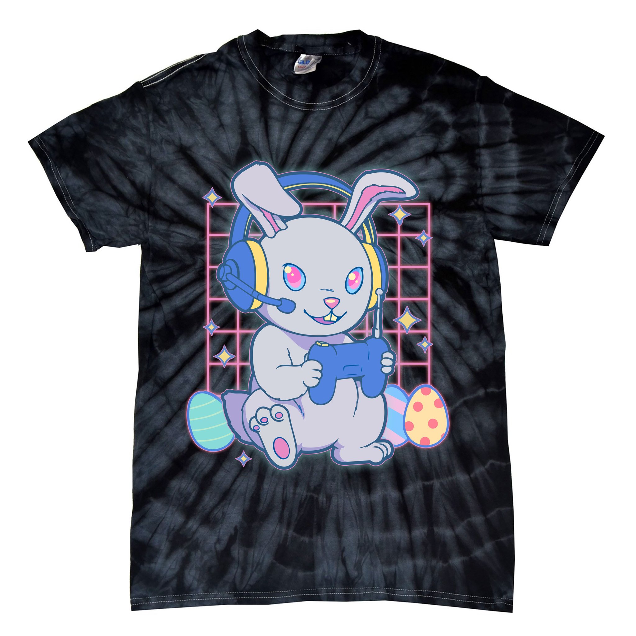 Cute Easter Bunny Rabbit Gamer Tie-Dye T-Shirt