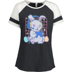 Cute Easter Bunny Rabbit Gamer Enza Ladies Jersey Colorblock Tee