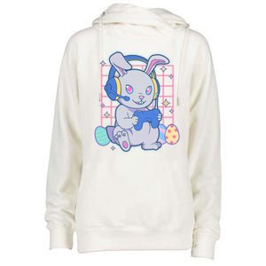 Cute Easter Bunny Rabbit Gamer Womens Funnel Neck Pullover Hood