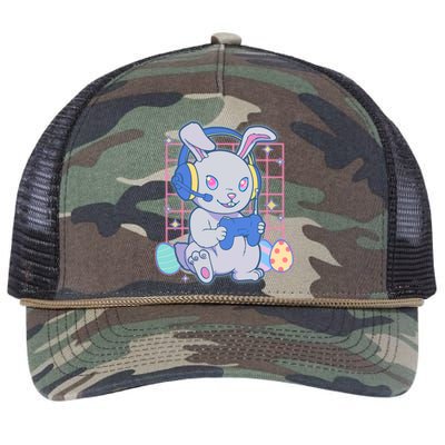 Cute Easter Bunny Rabbit Gamer Retro Rope Trucker Hat Cap