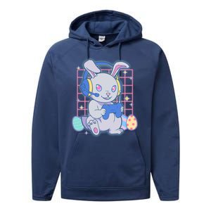 Cute Easter Bunny Rabbit Gamer Performance Fleece Hoodie