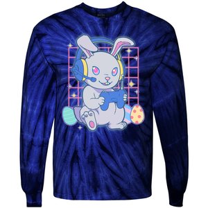 Cute Easter Bunny Rabbit Gamer Tie-Dye Long Sleeve Shirt