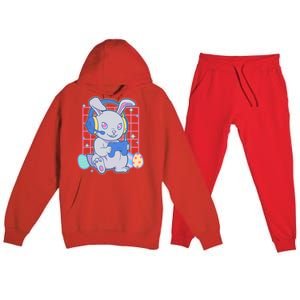 Cute Easter Bunny Rabbit Gamer Premium Hooded Sweatsuit Set