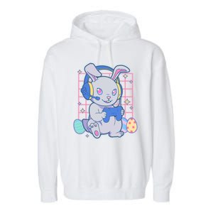 Cute Easter Bunny Rabbit Gamer Garment-Dyed Fleece Hoodie