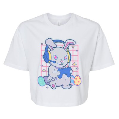 Cute Easter Bunny Rabbit Gamer Bella+Canvas Jersey Crop Tee