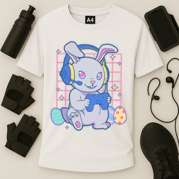 Cute Easter Bunny Rabbit Gamer Cooling Performance Crew T-Shirt
