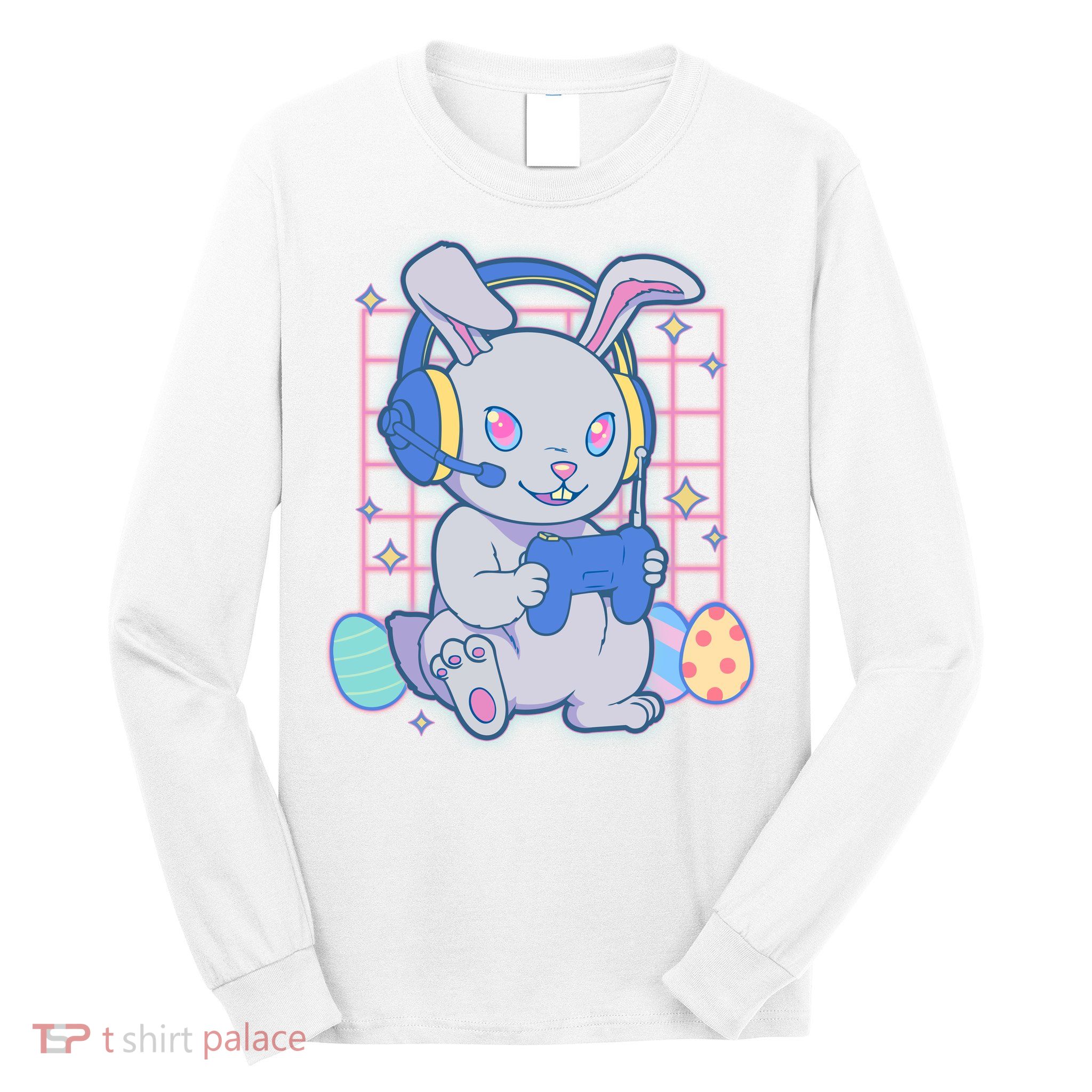 Cute Easter Bunny Rabbit Gamer Long Sleeve Shirt