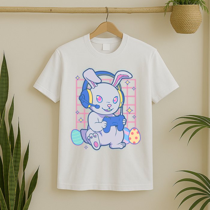 Cute Easter Bunny Rabbit Gamer T-Shirt