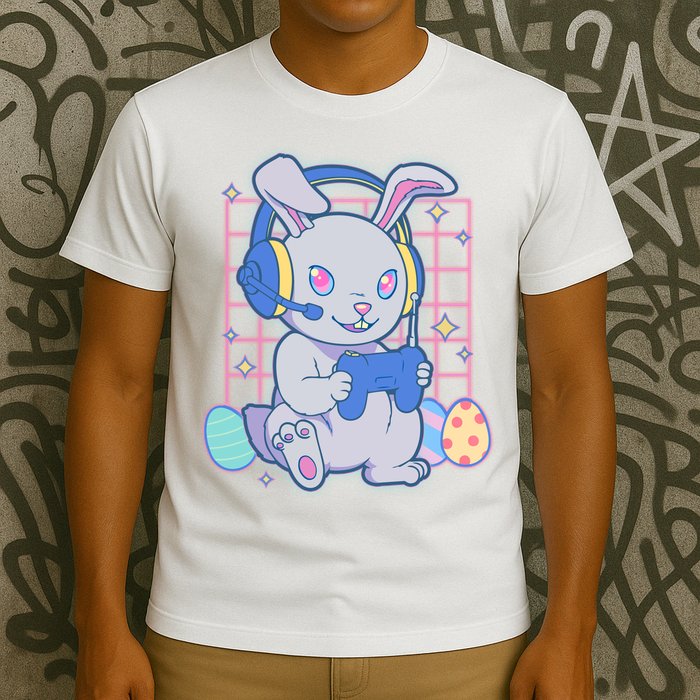 Cute Easter Bunny Rabbit Gamer T-Shirt