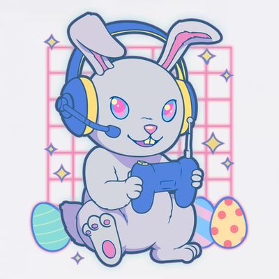 Cute Easter Bunny Rabbit Gamer T-Shirt