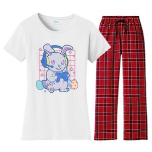 Cute Easter Bunny Rabbit Gamer Women's Flannel Pajama Set