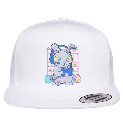 Cute Easter Bunny Rabbit Gamer Flat Bill Trucker Hat