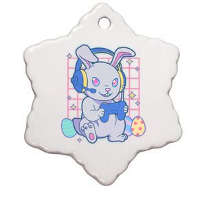 Cute Easter Bunny Rabbit Gamer Ceramic Star Ornament