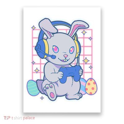 Cute Easter Bunny Rabbit Gamer Poster