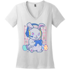 Cute Easter Bunny Rabbit Gamer Women's V-Neck T-Shirt