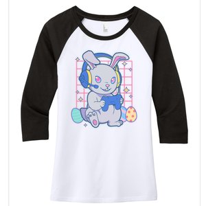 Cute Easter Bunny Rabbit Gamer Women's Tri-Blend 3/4-Sleeve Raglan Shirt