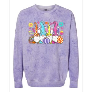 Cute Easter Bunny Spring Gnome Easter Egg Hunting And Basket Colorblast Crewneck Sweatshirt