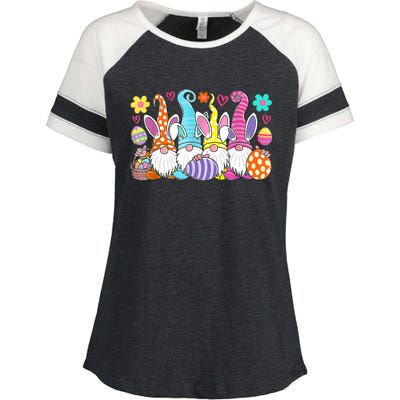 Cute Easter Bunny Spring Gnome Easter Egg Hunting And Basket Enza Ladies Jersey Colorblock Tee