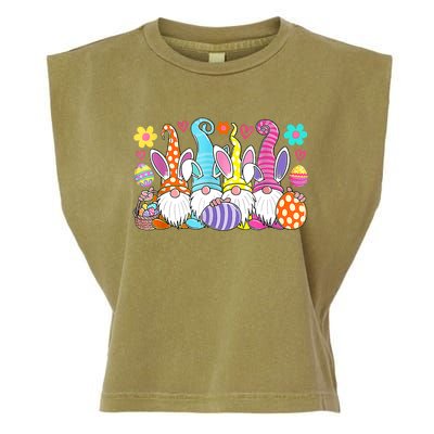 Cute Easter Bunny Spring Gnome Easter Egg Hunting And Basket Garment-Dyed Women's Muscle Tee