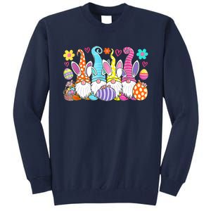 Cute Easter Bunny Spring Gnome Easter Egg Hunting And Basket Tall Sweatshirt