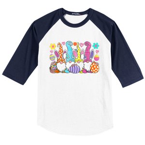 Cute Easter Bunny Spring Gnome Easter Egg Hunting And Basket Baseball Sleeve Shirt