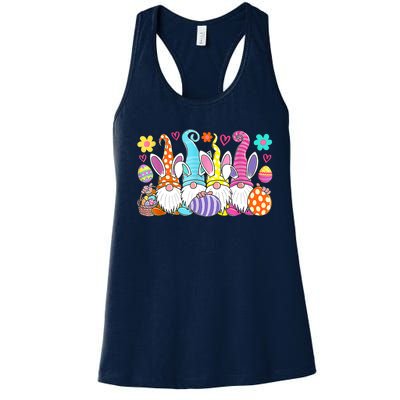 Cute Easter Bunny Spring Gnome Easter Egg Hunting And Basket Women's Racerback Tank