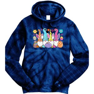 Cute Easter Bunny Spring Gnome Easter Egg Hunting And Basket Tie Dye Hoodie