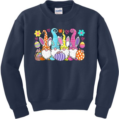 Cute Easter Bunny Spring Gnome Easter Egg Hunting And Basket Kids Sweatshirt