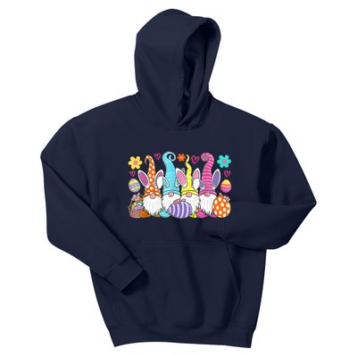 Cute Easter Bunny Spring Gnome Easter Egg Hunting And Basket Kids Hoodie