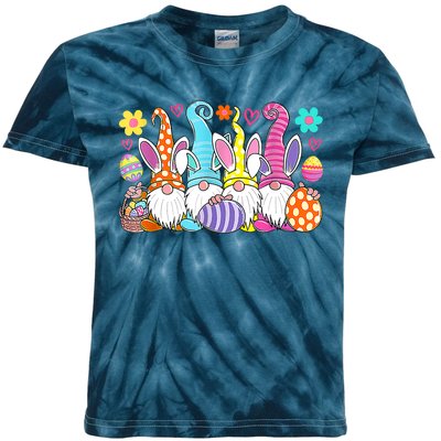 Cute Easter Bunny Spring Gnome Easter Egg Hunting And Basket Kids Tie-Dye T-Shirt