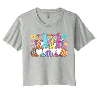 Cute Easter Bunny Spring Gnome Easter Egg Hunting And Basket Women's Crop Top Tee