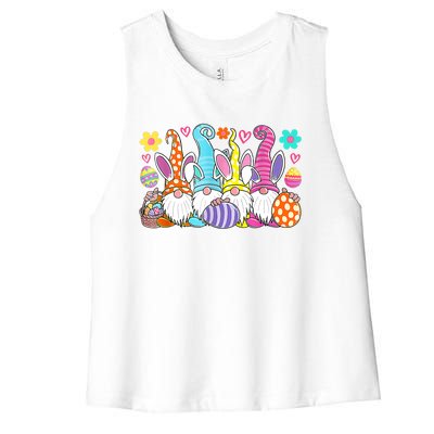 Cute Easter Bunny Spring Gnome Easter Egg Hunting And Basket Women's Racerback Cropped Tank