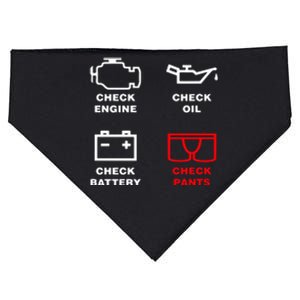 Check Engine Check Oil Check Battery Check Pants USA-Made Doggie Bandana