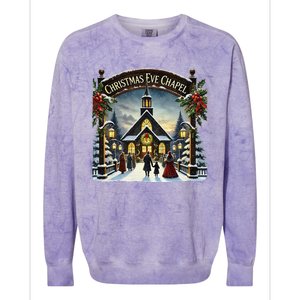 Christmas Eve Chapel Holiday Scene Colorblast Crewneck Sweatshirt