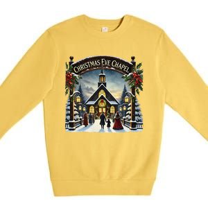 Christmas Eve Chapel Holiday Scene Premium Crewneck Sweatshirt