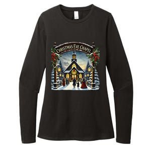 Christmas Eve Chapel Holiday Scene Womens CVC Long Sleeve Shirt