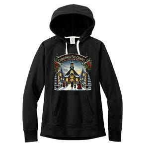 Christmas Eve Chapel Holiday Scene Women's Fleece Hoodie