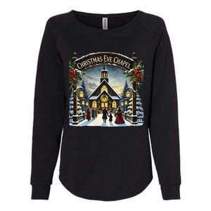 Christmas Eve Chapel Holiday Scene Womens California Wash Sweatshirt