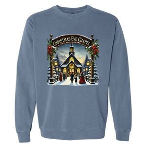 Christmas Eve Chapel Holiday Scene Garment-Dyed Sweatshirt