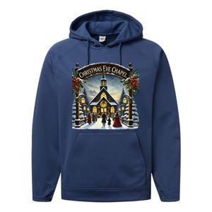 Christmas Eve Chapel Holiday Scene Performance Fleece Hoodie