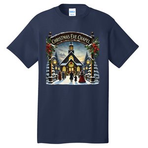 Christmas Eve Chapel Holiday Scene Tall T-Shirt