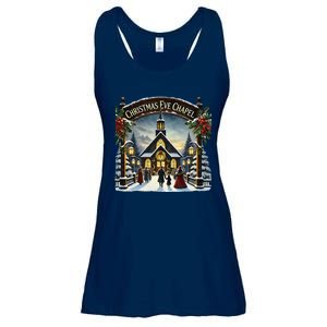 Christmas Eve Chapel Holiday Scene Ladies Essential Flowy Tank